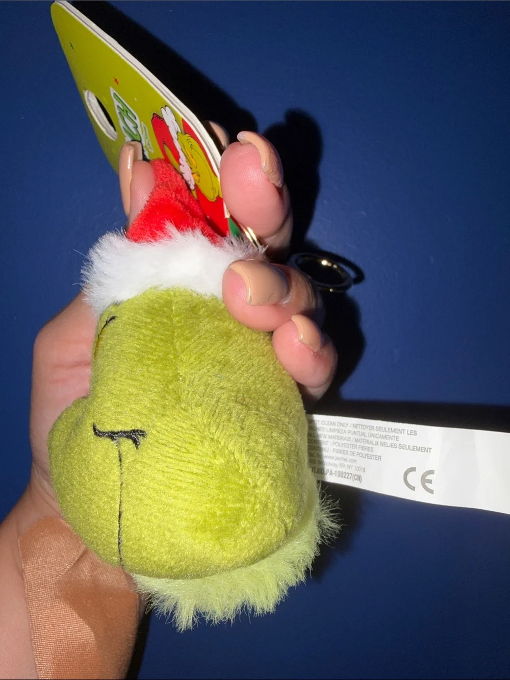 Dr. Seuss The Grinch Plush Keychain Bag Charm Santa Hat NWT